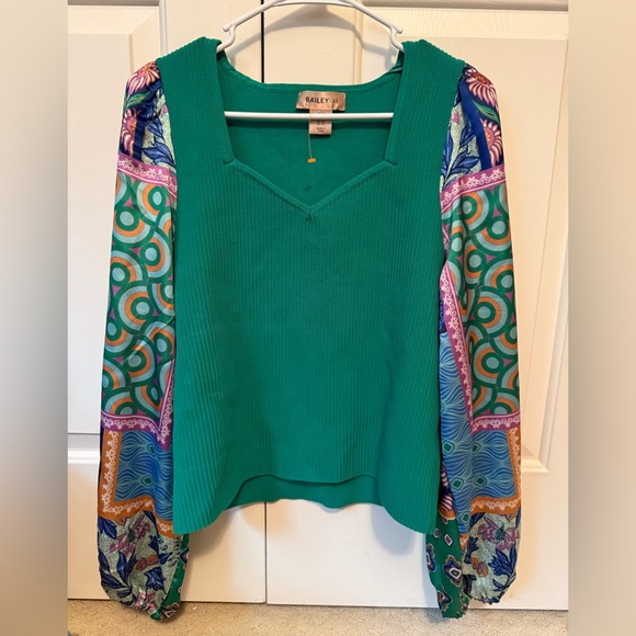 Bailey 44 Tops - Bailey/44 Green Ribbed Knit with Silky Long Sleeves